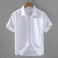 Men's White Short Sleeve Button-Up Shirt – Classic Fit Casual Dress Shirt