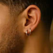 Men's Silver Double Hoop Earrings