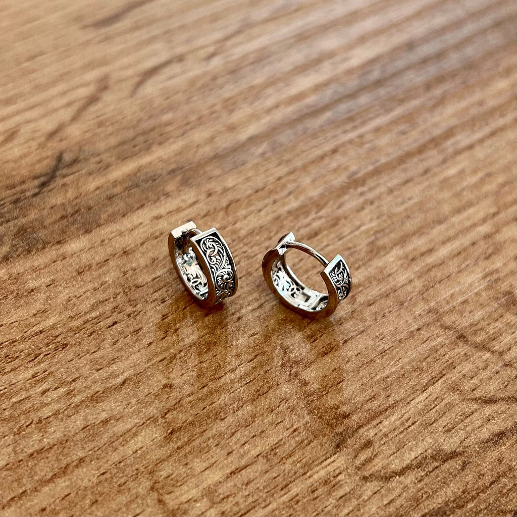 Engraved Huggie Hoop Earring – Gold Tone