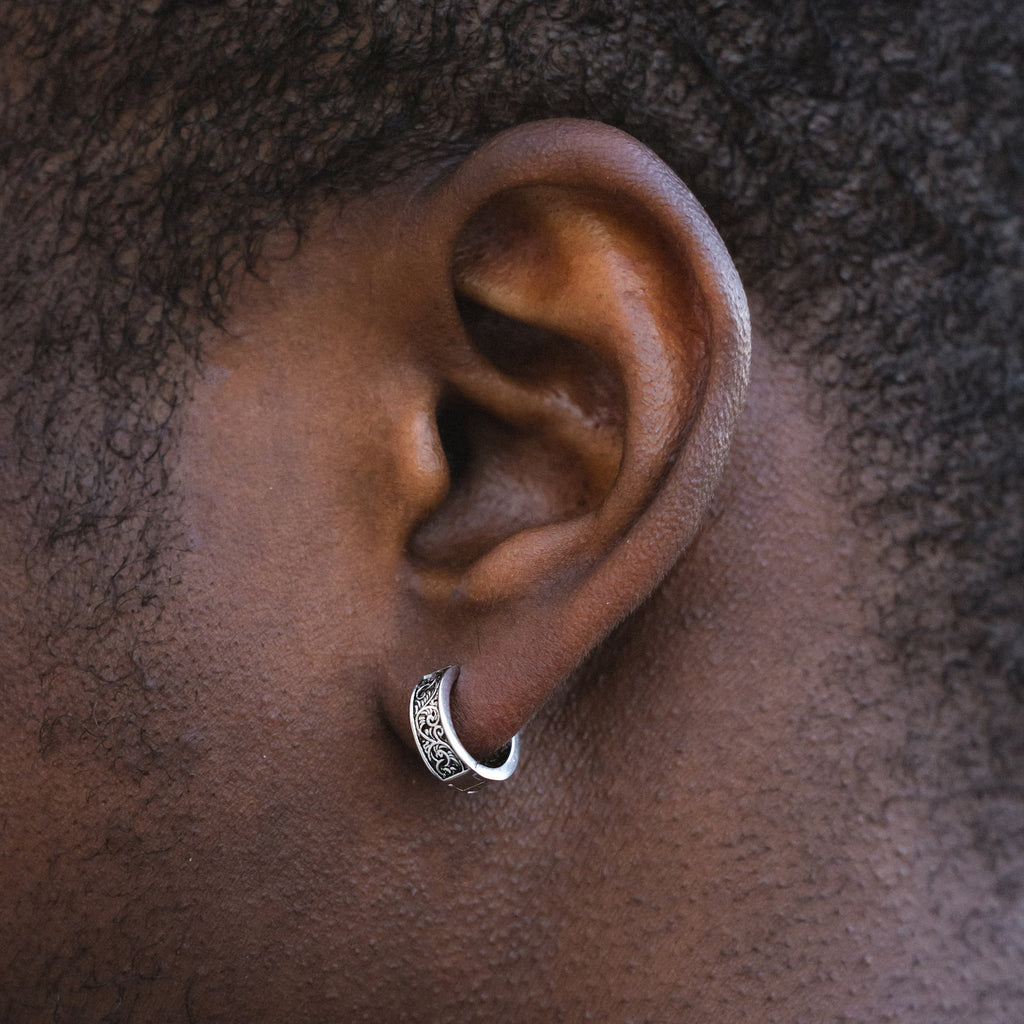 Engraved Huggie Hoop Earring – Gold Tone